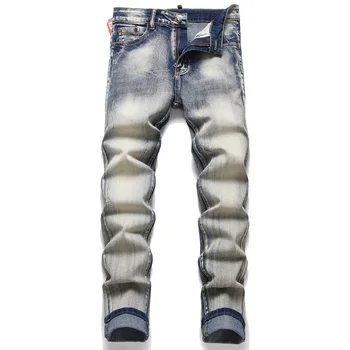 Мужские модные джинсы уличная одежда брюки в готическом стиле calca rock мотоциклетные ретро мужские узкие джинсы