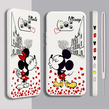 Love Baby Mouse Микки и Минни С Жидкой Левой Веревкой Чехол Для Телефона Xiaomi Mi Poco X5 X4 X3 NFC F4 F3 GT M5s M4 M3 Pro C55 C50 5G Capa