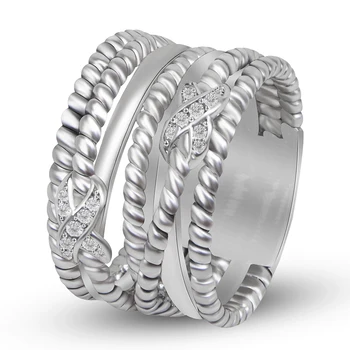 Мини-кольцо с кубическим цирконием в оправе X Design Стильное Шикарное Кольцо из латуни с покрытием из белого золота, ювелирные изделия для женщин, модный подарок