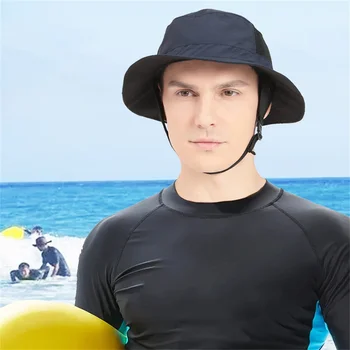 Пляжная кепка для серфинга, Сетчатая Дышащая Солнцезащитная шляпа UPF50 +, Летняя уличная панама, Водные виды спорта, Унисекс, Рыболовный ремень, Регулируемый по подбородку