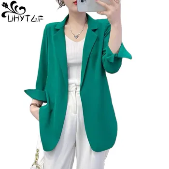 UHYTGF Шифоновая Летняя солнцезащитная одежда, пальто, женский однотонный легкий тонкий пиджак средней длины, женские уличные топы 315