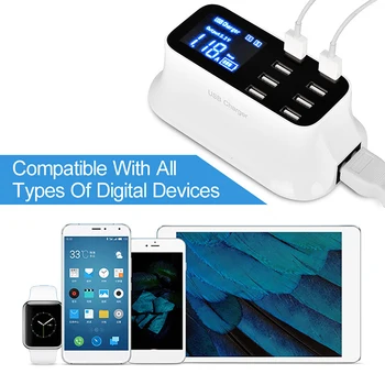 8 портов быстрой зарядки Светодиодный дисплей USB зарядное устройство для Android Адаптер iPhone Телефон планшет Быстрое зарядное устройство для xiaomi huawei samsung