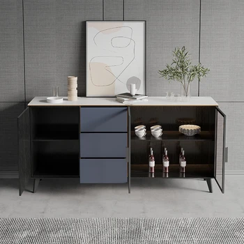 Буфет из скандинавской рок-доски для столовой, современный минималистичный шкаф для хранения, чайный шкаф, комод для столовой на стене в гостиной
