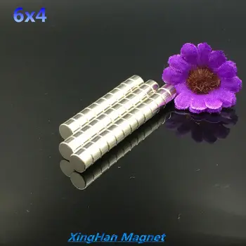 50шт Неодимовый магнит D6x4mm Редкоземельный маленький Прочный круглый постоянный Электромагнит холодильника Магнитный диск из никеля NdFeB