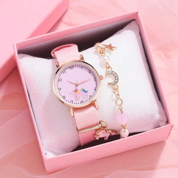 Роскошные модные женские часы из 2 предметов, женские розовые часы для девочек, платье от лучшего бренда, кварцевые наручные часы Montre Femme Relogio No Box Student