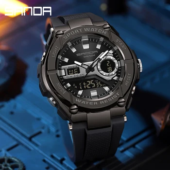 SANDA, лидирующий бренд, мужские часы, водонепроницаемые спортивные военные кварцевые часы для мужчин, светодиодные цифровые электронные наручные часы
