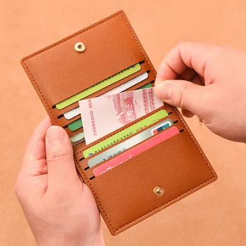 Маленький женский кошелек из однотонной искусственной кожи, короткий простой женский кошелек на пуговицах, Ультратонкая сумка для кредитных карт, портмоне для монет