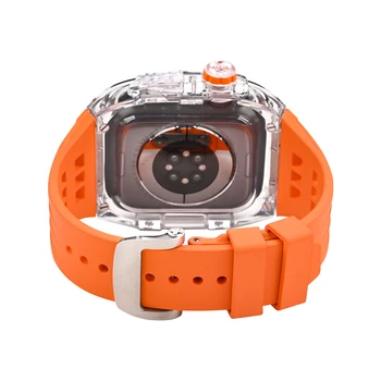 Комплект Модификации Прозрачного Корпуса для Apple Watch Ultra 49 мм Резиновая Лента Спортивный Браслет Iwatch Серии Luxury Case Mod Ремешок для Часов