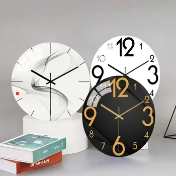 Художественная лента Белые Черные Простые Настенные Часы Бесшумная Гостиная Домашняя Мода Horloge Murale Design Moderne Reloj de Pared Wanduhr