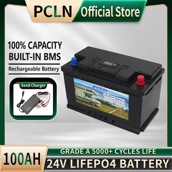 Аккумуляторная батарея LiFePO4 24V 100Ah Встроенные Литий-железо-фосфатные элементы BMS Для Замены Большей части резервного источника питания Домашнего хранилища энергии