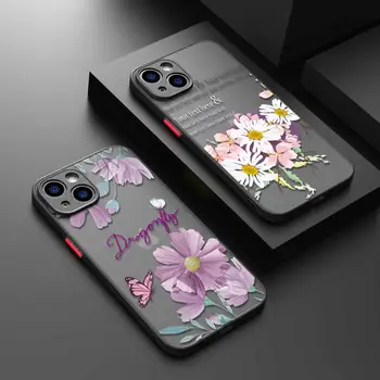 Фиолетовые Цветы Розовая Бабочка Роскошный Матовый Чехол Для телефона iPhone 11 Чехол Для iPhone 15 14 13 12 Pro Max Mini X XR Xs 8 6 7 Plus