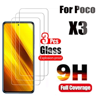 3ШТ Закаленное Стекло для Xiaomi Poco X3 NFC Протектор экрана на Xiaomo Mi POCO X3 Mi X3 Защитное Стекло для Xiaomi Poco X3 glas