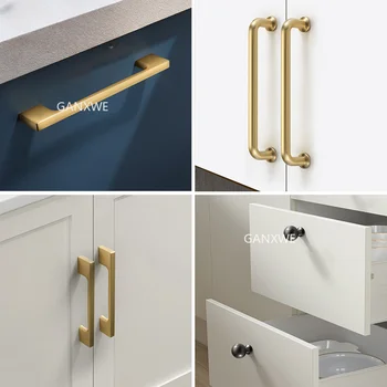 Ручка шкафа в минималистском стиле для выдвижного ящика, комод, шкаф для одежды, Матовый золотисто-серый шкаф из цинкового сплава, Современный
