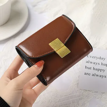 Женский роскошный держатель для карт, короткий кошелек, мини-кошелек из искусственной кожи, кошелек для кредитных карт, сумка для мелких монет, держатель для карт