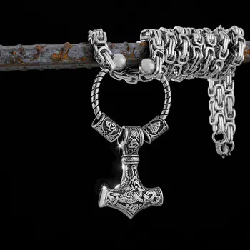 Популярное ожерелье викингов с молотом Тора из нержавеющей стали, скандинавский мужской ретро-кулон-амулет, подарок на день рождения, ювелирные аксессуары