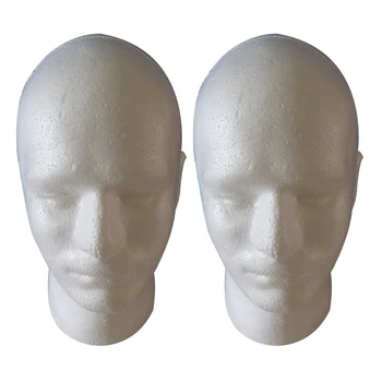 2X Дисплей мужского парика, косметологический манекен, подставка для головы, модель из пенопласта белого цвета
