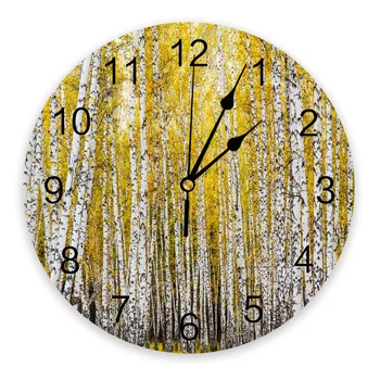 Осины Осенний лес Настенные часы из ПВХ Современный дизайн Настенные часы для гостиной Домашний декор Настенные цифровые часы