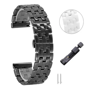 Классный 22-мм Керамический Ремешок для часов для Мужчин, Черный браслет, Ремешок для часов Amazfit GTR 4 / 2e/ 3 Pro/ Samsung Gear S3/ Garmin Venu 2