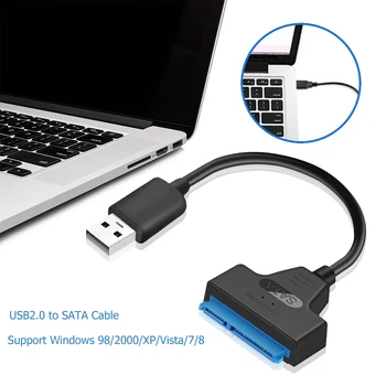 480 Мбит/с USB 2,0 на SATA 22Pin Кабель-адаптер Конвертер Провод для Жесткого Диска Ноутбука SATA для 2,5-дюймовых Жестких Дисков для SSD