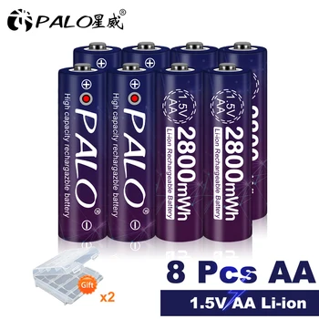 Аккумулятор PALO 1,5 В AA Литий-ионная аккумуляторная батарея AA 1,5 В 2800 МВтч литий-ионная аккумуляторная батарея и чехол для USB-зарядного устройства