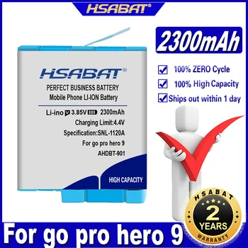Аккумулятор камеры HSABAT AHDBT-901 2300mAh для go pro hero 9 для GoPro Hero 9 10 11 Черных Аккумуляторов