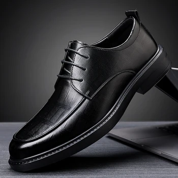 Классическая мужская обувь на шнуровке, повседневная деловая модельная мужская обувь из натуральной кожи, модная обувь для свадебной вечеринки, мужская одежда для мужчин