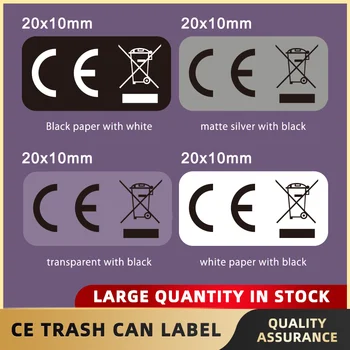 Этикетка для мусорного бака стандарта CE ЕС, знак утилизации WEEE, прозрачная самоклеящаяся этикетка, наклейка CE