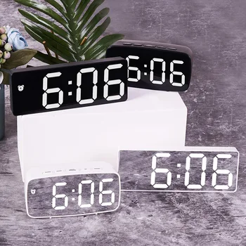 Светодиодный цифровой будильник с голосовым управлением, 12/24 часа, Двойные будильники, настольные Акриловые часы с функцией повтора, Ночной режим, Цифровые светодиодные настольные часы