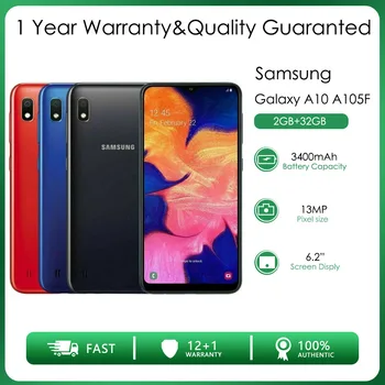 Оригинальный Разблокированный Samsung Galaxy A10 A105F с двумя Sim-картами, 2 ГБ ОЗУ, 32 ГБ ПЗУ, 13 МП, 6,2 