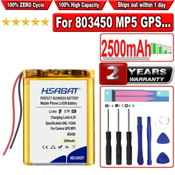 Аккумулятор HSABAT 2500 мАч 803450 для камеры, GPS-навигатора, Bluetooth-гарнитуры MP5