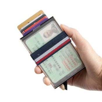 Деловой футляр для удостоверения личности, унисекс, металлический кошелек с защитой RFID, Алюминиевый Автоматический всплывающий банковский держатель для кредитных карт на 10 карт