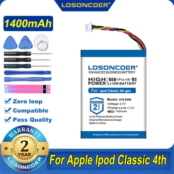 100% Оригинальный Аккумулятор LOSONCOER 1400mAh 616-0206 616-0183 Для Apple ipod Classic 4-го поколения / Фото U2 A1059 20 40GB