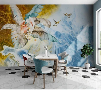 Обои wellyu Custom Nordic modern с абстрактной ручной росписью листьев растений, креативный свет, роскошная гостиная, спальня
