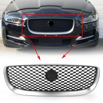 Передняя Центральная решетка автомобиля Верхняя сетчатая решетка для Jaguar XE 2015 2016 2017 2018 Серебристый ABS пластик