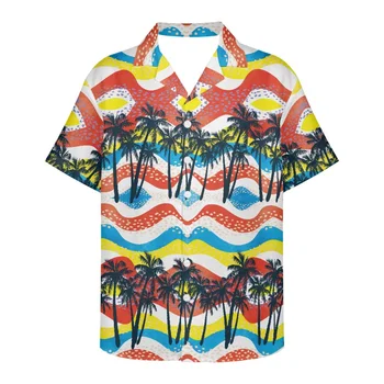 Cumagical 2023, Новый стиль, Гавайские рубашки для мужчин, пляжная рубашка Aloha с коротким рукавом, летние повседневные рубашки на пуговицах с цветочным рисунком, летние повседневные рубашки на пуговицах