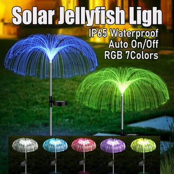 2/3/4 / 10шт Солнечные садовые фонари Jellyfish Lamp Наружный IP65 Водонепроницаемый светильник для газона, изменяющий ландшафт RGB Свет