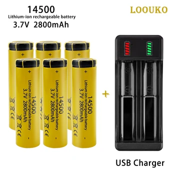LOOUKO 14500 Литий-ионный аккумулятор 3,7 В 2800 мАч для электрической зубной щетки, бритвы, машинки для стрижки волос Аккумуляторная батарея + USB зарядное устройство