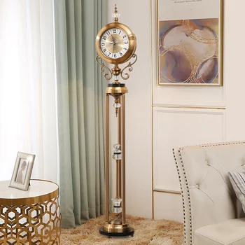Европейские металлические напольные часы, американские роскошные бытовые вертикальные декоративные часы, часы для гостиной на вилле, роскошные кварцевые часы