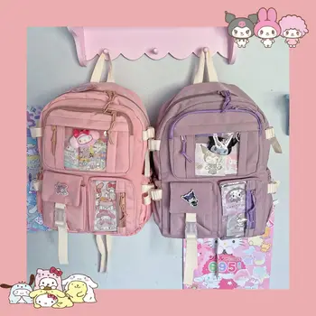Sanrio Kuromi Новый Рюкзак для девочек 2022 Cinnamon Dog Новая Модная Женская школьная сумка из ткани Оксфорд My Melody Милая сумочка