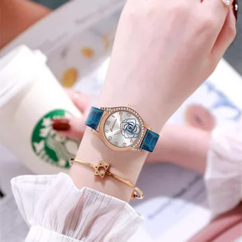 Женские часы Rose Watch Механические часы Лучший бренд класса люкс с золотым ремешком из кожи скелета Элегантные женские наручные часы с ручным заводом в подарок