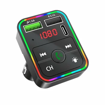 Автомобильный Bluetooth 5.0 FM-Передатчик Беспроводной Аудиоприемник Автомобильный MP3-Плеер 18 Вт PD Быстрая Зарядка U-диска Звук Без Потерь Музыкальный Плеер
