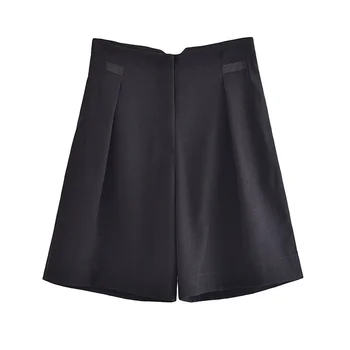 Женские повседневные Черные шорты со шнуровкой с высокой талией, Весна 2023, женские однотонные мягкие брюки длиной до колен, женские шорты с широкими карманами