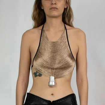 MJKBH 2022 Новая летняя женская одежда, сексуальный жилет на подтяжках с кисточками, без рукавов, на шнуровке, облегающий подтяжки, жилет