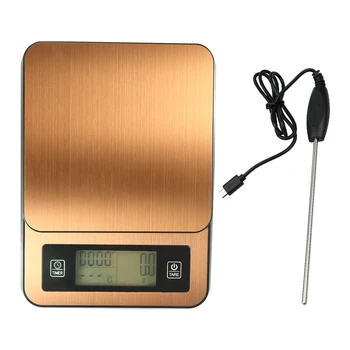 электронные весы для кофе ручной работы 2000 г * 0,5 г с датчиком температуры, ЖК-дисплеем, кухонные цифровые весы