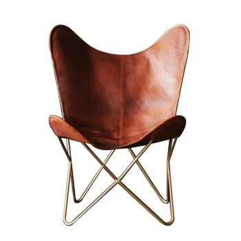 Классическое коричневое кожаное кресло-бабочка ручной работы, домашний декор, кресло для гостиной