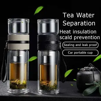 Портативная стеклянная бутылка для чая, кружка для разделения воды для чая с двойными стенками, Высококачественная Простая изоляция, креативная чашка для питья, бутылка для воды