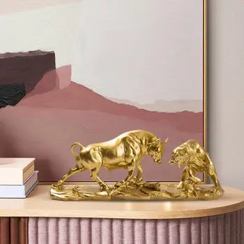 Скульптура животного из смолы Статуя Медведя и быка для настольных полок Декор шкафа Подарок на День рождения