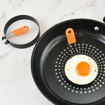 Форма для блинов с силиконовой ручкой, универсальный набор форм для яиц из нержавеющей стали, Круглая форма, форма для завтрака для блинчиков с антипригарным покрытием, Высокая