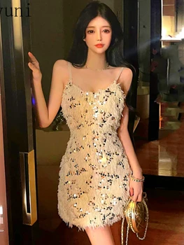 Элегантное сексуальное платье-слинг с пайетками для пожилых 2023, нишевое облегающее банкетное платье для вечеринки по случаю дня рождения, шикарное платье принцессы