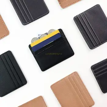 Минималистичный кожаный держатель ID-карты, блокирующий RFID Банковскую кредитную карту, многослотовый тонкий карманный кошелек для карт, прямая поставка